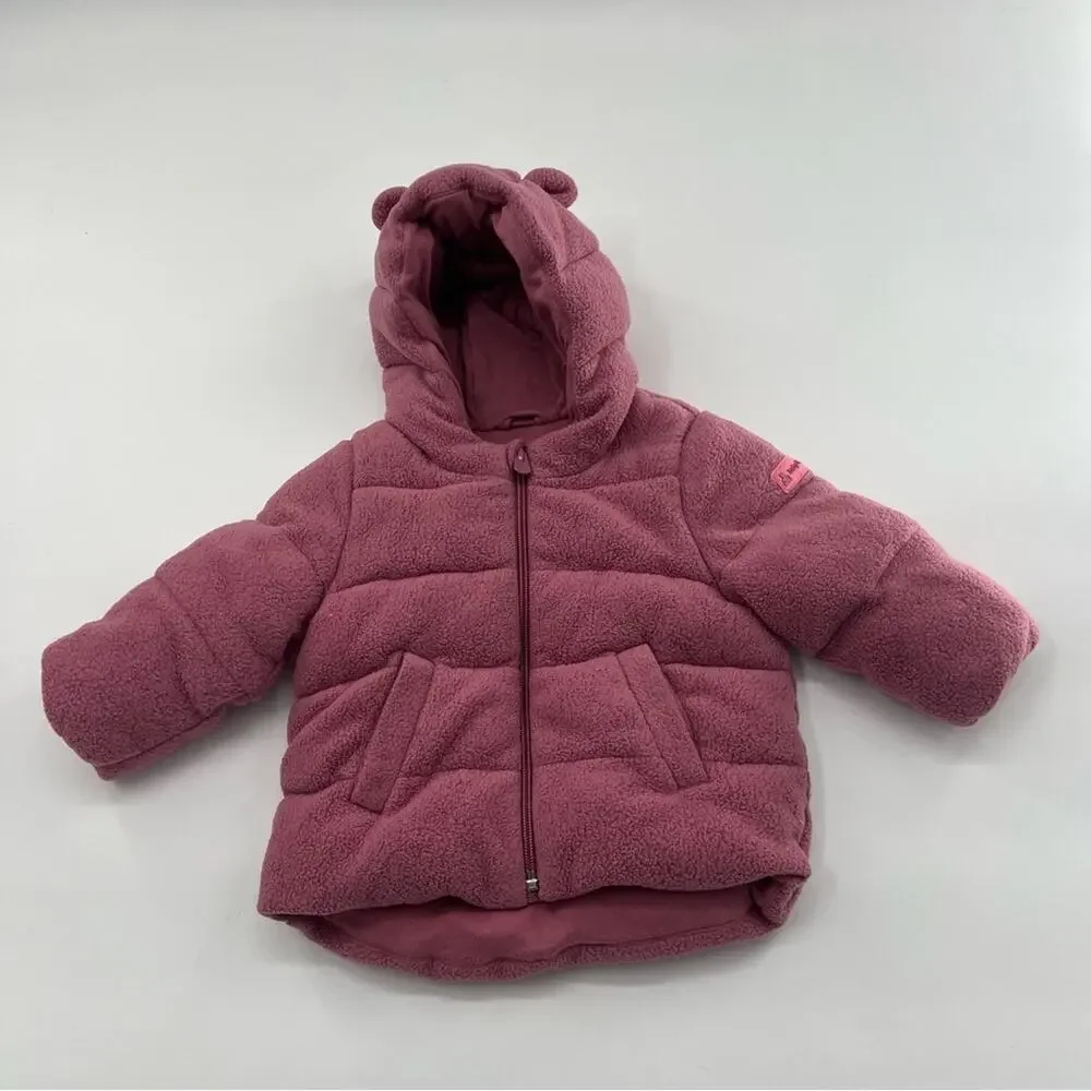 Baby GAP Fleece Bear Puffer Coat Winter Rose Pink